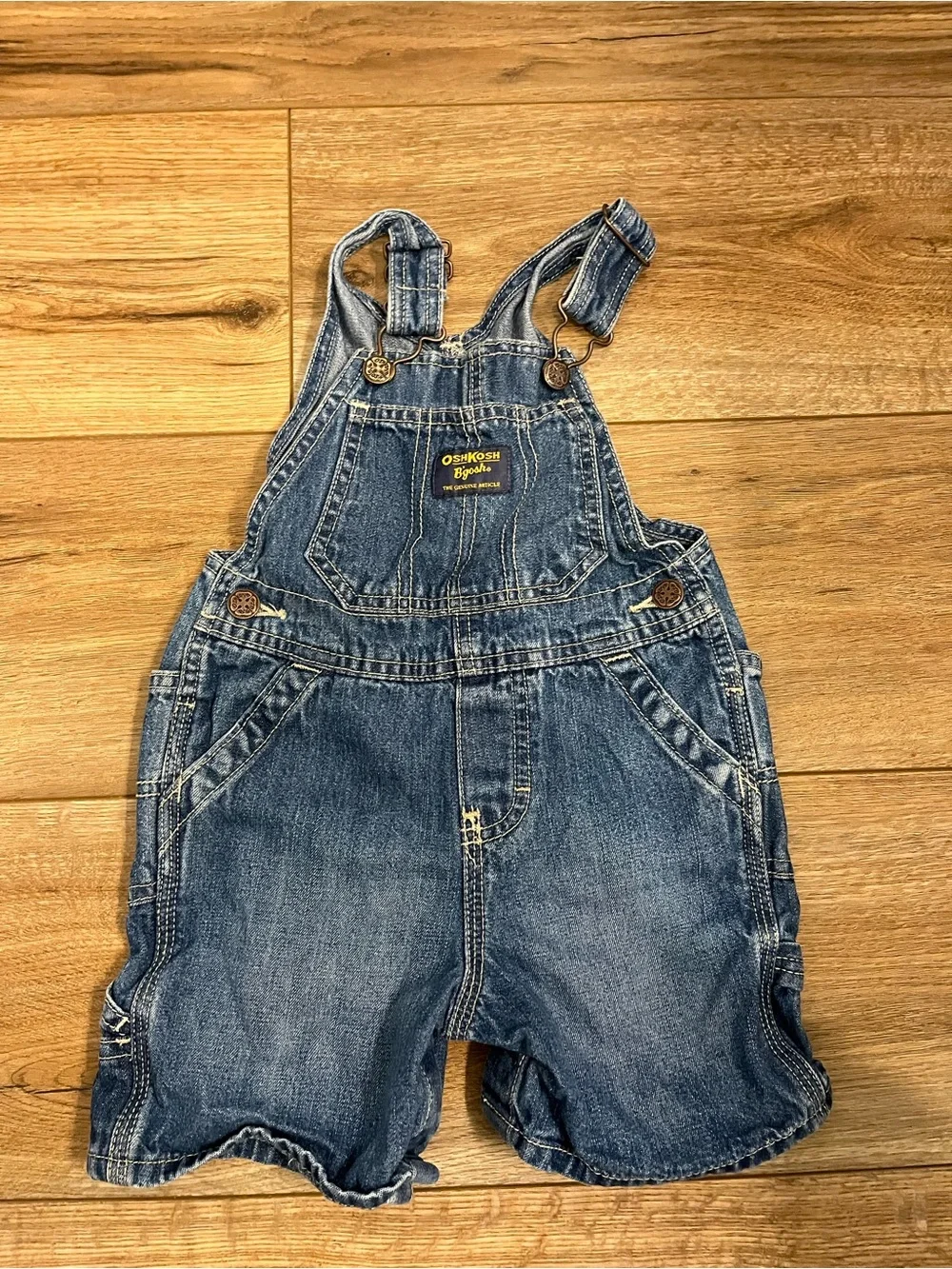 OshKosh B'gosh Washed Blue Denim Short Overalls
